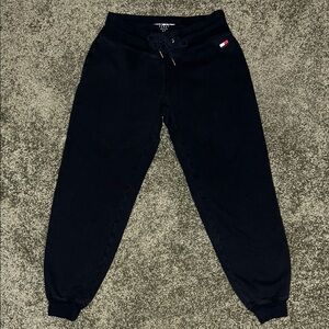 Tommy Hilfiger Sport Joggers, Small Black Drawstring Pants Embroidered Logo
